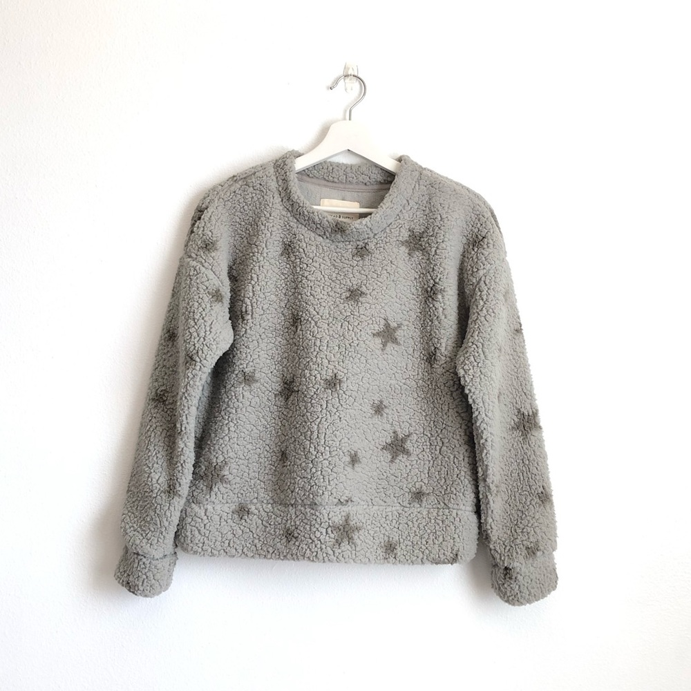 NWT Thread & Supply Grey Star Wubby Pullover Crewneck Sweater